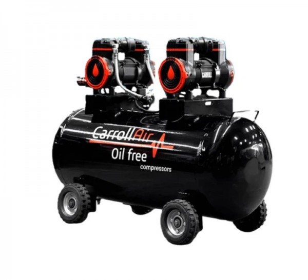 Imagen de COMPRESOR CARROLL HORIZONTAL LIBRE DE ACEITE 2 CABEZALES 100 L CAR-H100-2X900LA