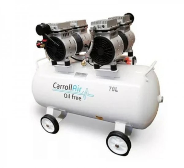 Imagen de  COMPRESOR CARROLL HORIZONTAL LIBRE DE ACEITE 2 CABEZAL 70 L CAR-HSUD550*2*70L